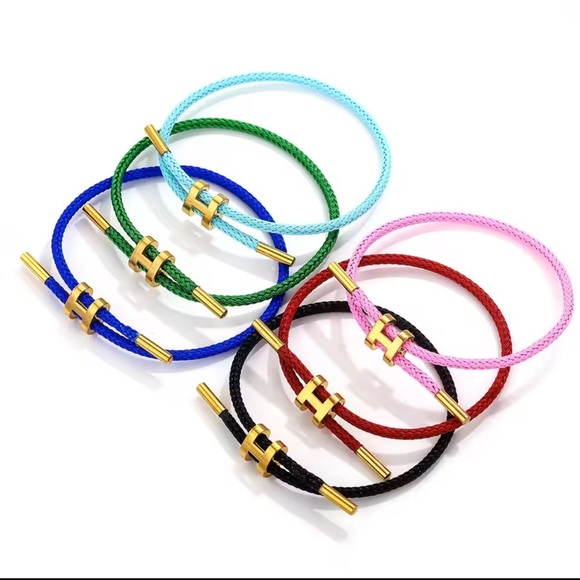 Unisex Red π΄ Rope Stainless Steel Pull H Bracelet - Picture 9 of 9